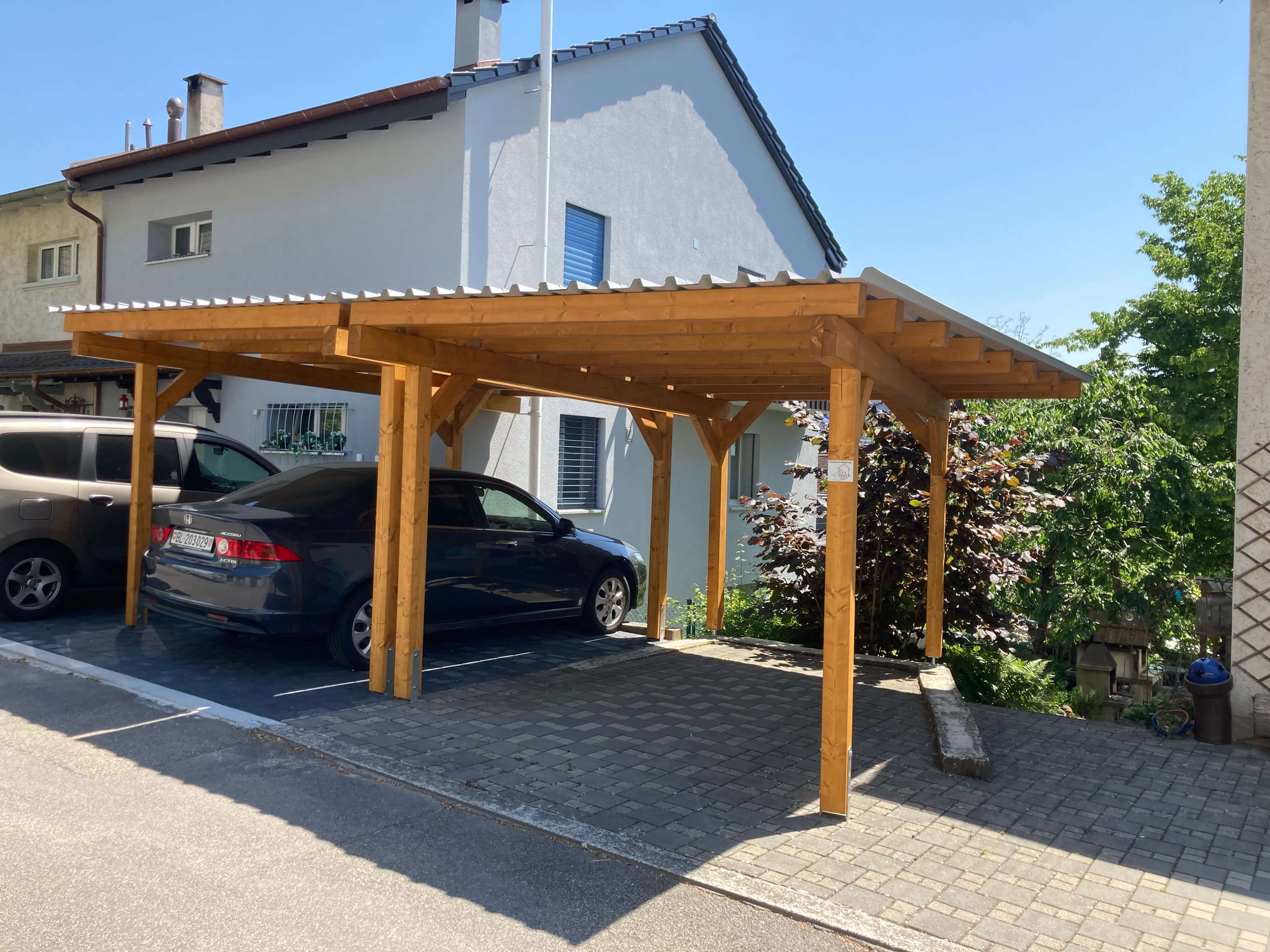 Doppel-Carport Ramseyer aus Leimholz Fichte oder Duo Balken   