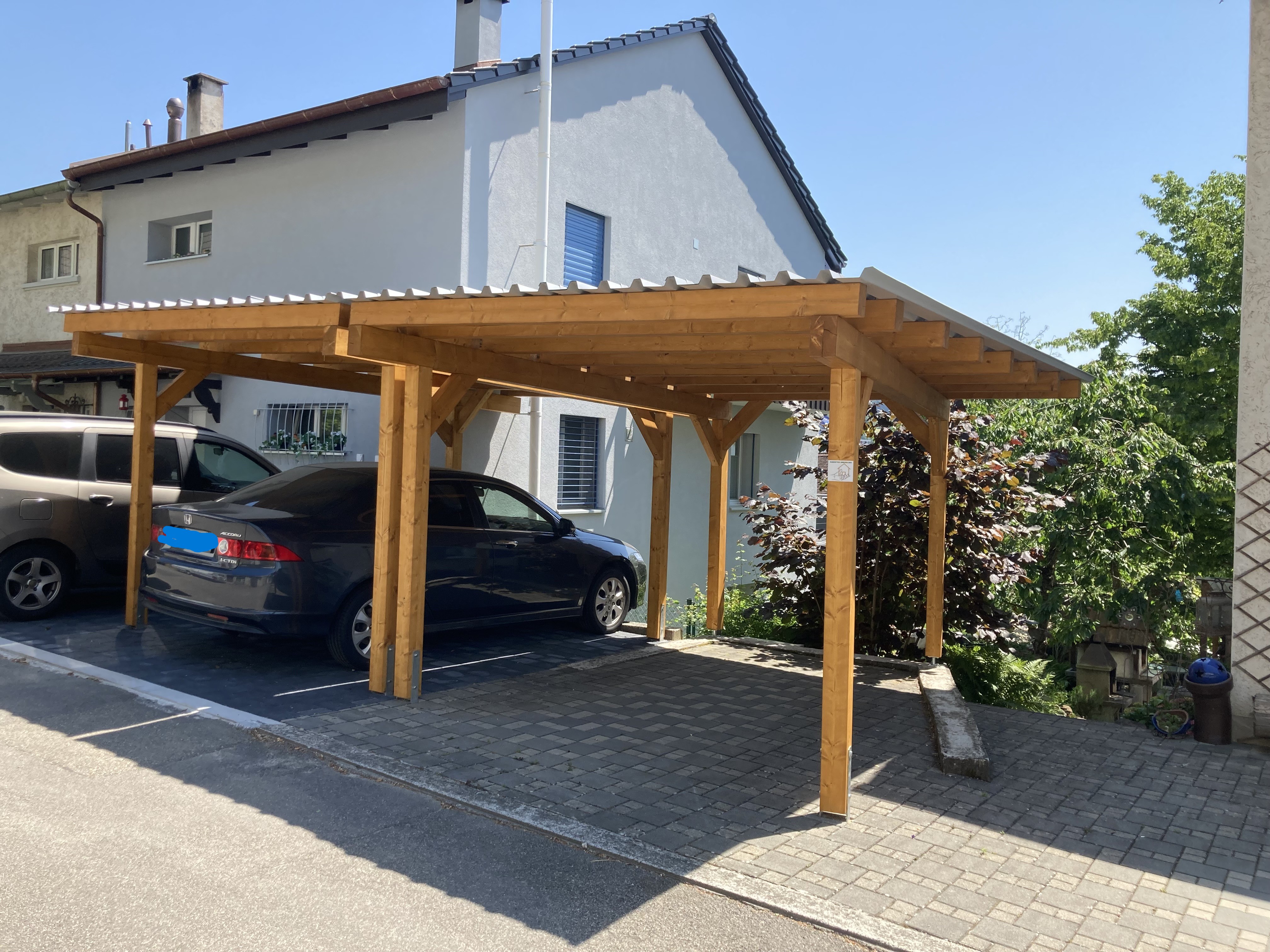 Doppel-Carport Ramseyer aus Leimholz Fichte oder Duo Balken   