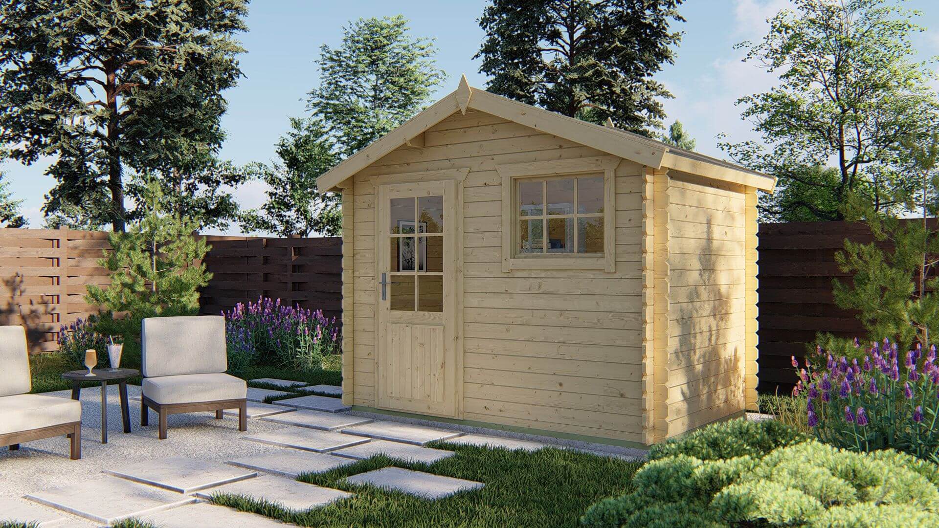 Gartenhaus Sten 28mm Wand 